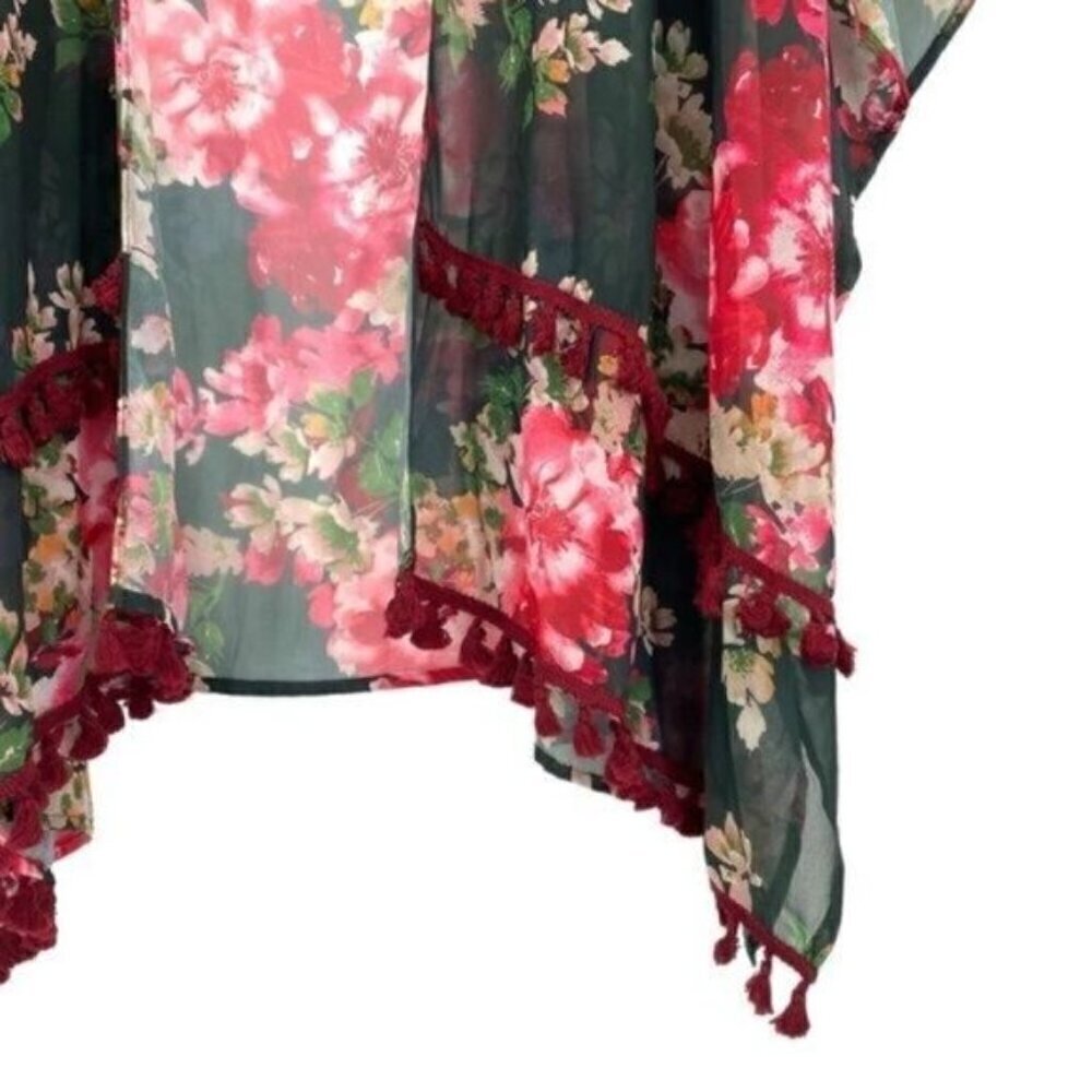 Umgee Floral Boho Tassel Kimono Top - Picture 7 of 16